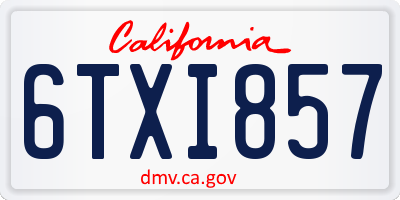 CA license plate 6TXI857