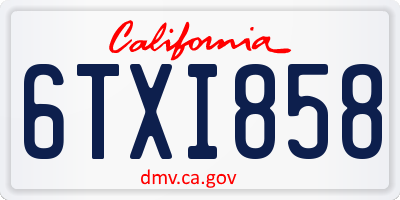 CA license plate 6TXI858