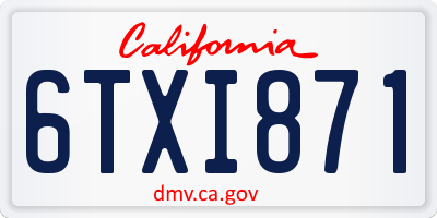 CA license plate 6TXI871