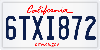 CA license plate 6TXI872
