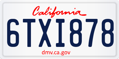 CA license plate 6TXI878