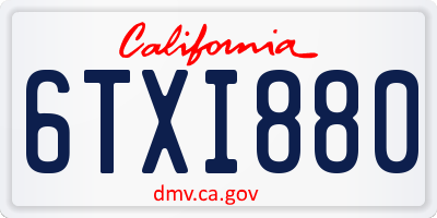 CA license plate 6TXI880