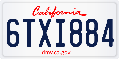 CA license plate 6TXI884