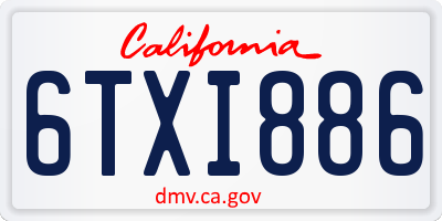 CA license plate 6TXI886
