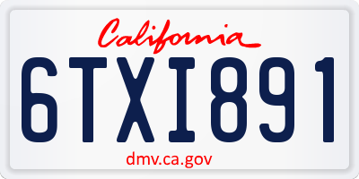 CA license plate 6TXI891