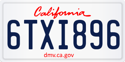CA license plate 6TXI896