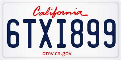 CA license plate 6TXI899