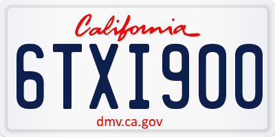 CA license plate 6TXI900