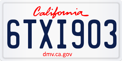 CA license plate 6TXI903