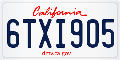 CA license plate 6TXI905