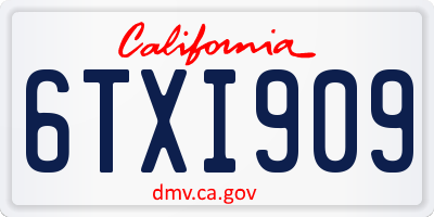 CA license plate 6TXI909