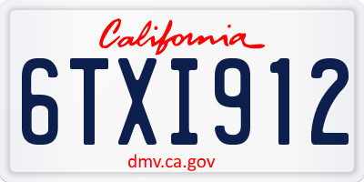 CA license plate 6TXI912