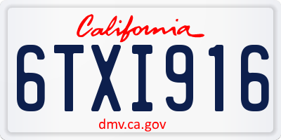 CA license plate 6TXI916