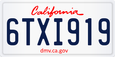 CA license plate 6TXI919