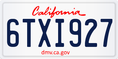 CA license plate 6TXI927
