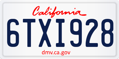 CA license plate 6TXI928