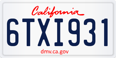 CA license plate 6TXI931