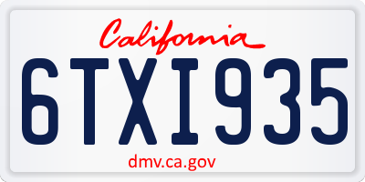 CA license plate 6TXI935