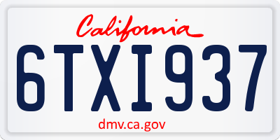 CA license plate 6TXI937