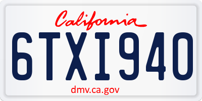 CA license plate 6TXI940