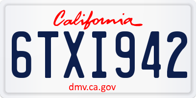 CA license plate 6TXI942