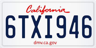 CA license plate 6TXI946