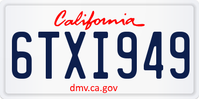 CA license plate 6TXI949