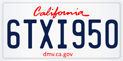 CA license plate 6TXI950