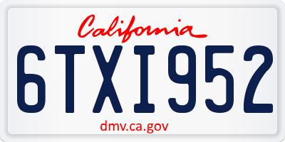 CA license plate 6TXI952