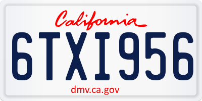 CA license plate 6TXI956