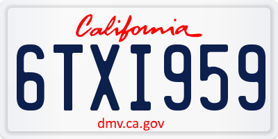 CA license plate 6TXI959