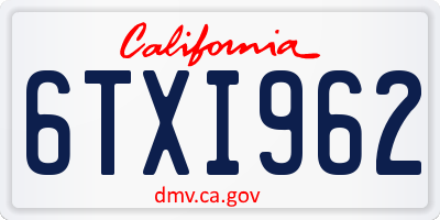CA license plate 6TXI962