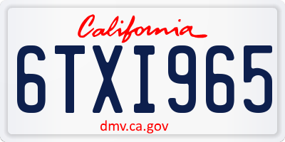 CA license plate 6TXI965