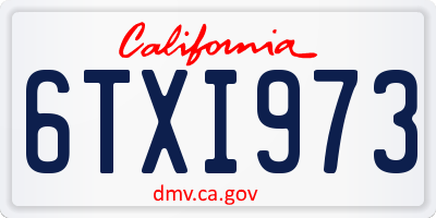 CA license plate 6TXI973