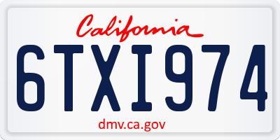 CA license plate 6TXI974