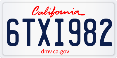 CA license plate 6TXI982