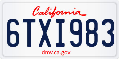 CA license plate 6TXI983