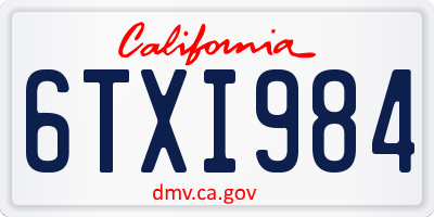 CA license plate 6TXI984