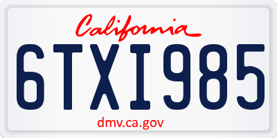 CA license plate 6TXI985