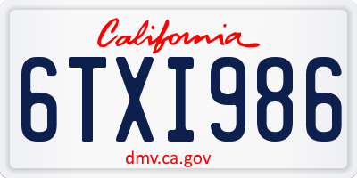CA license plate 6TXI986