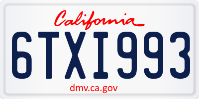 CA license plate 6TXI993