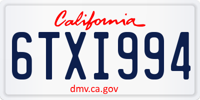 CA license plate 6TXI994
