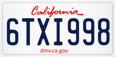 CA license plate 6TXI998