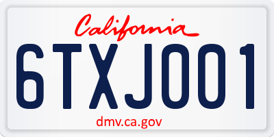CA license plate 6TXJ001
