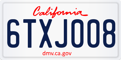 CA license plate 6TXJ008