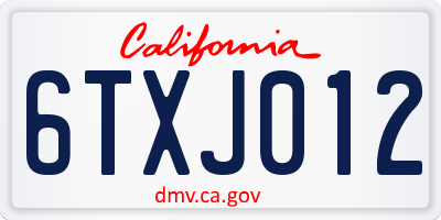 CA license plate 6TXJ012