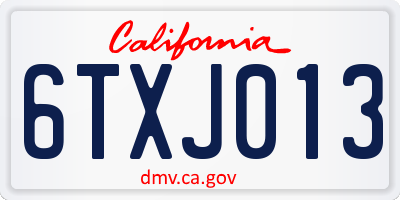 CA license plate 6TXJ013