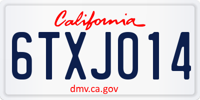 CA license plate 6TXJ014