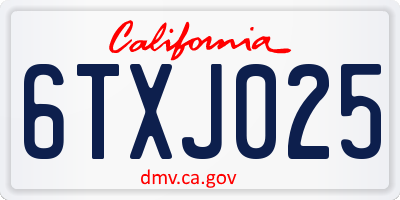 CA license plate 6TXJ025