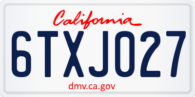 CA license plate 6TXJ027